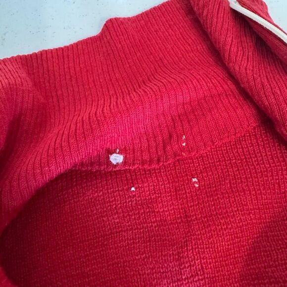 Women’s Red Zip Up Knit Sweater Size Small Zipper Pockets High Neck - Picture 8 of 11